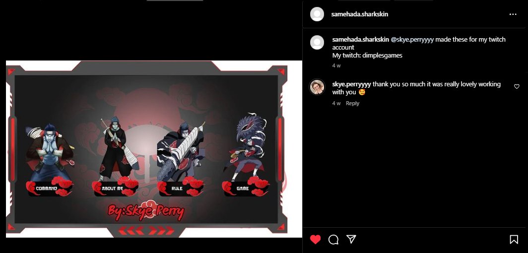 SkyePerryyyy's tweet photo. lovely shout out from my client ^_^
*
*
#twitch #twitchstreamer #twitchtv #twitchgamer #twitchpanels #customized #customizedpanels #art #digitalart #digitalartist #artist #twitchpanels #twitchemotes #customizedemotes https://t.co/WXnD350i3Y