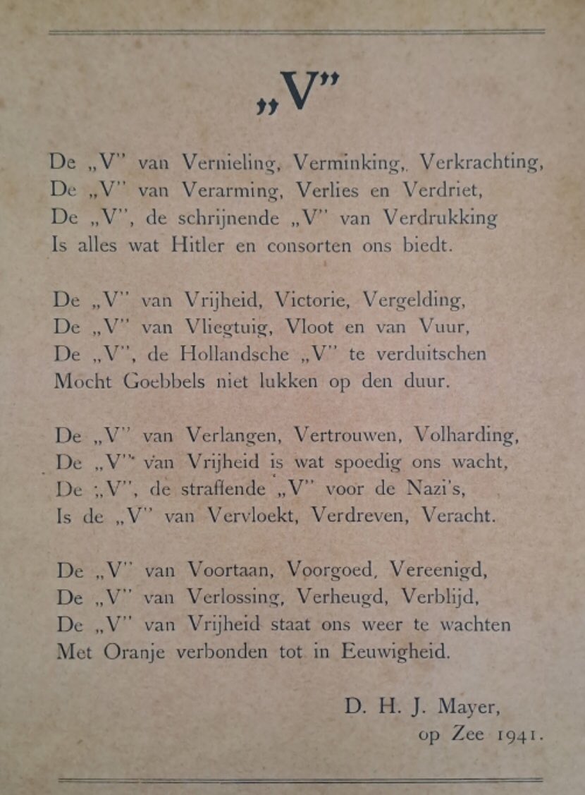 1939_1946WO2's tweet image. De V van Veteranendag…
Marconist D.H.J. Mayer ging in 1939 naar zee en kwam vanwege de oorlog pas in 1946 weer thuis. Hij schreef in 1941 op volle zee, midden in de oorlog een gedicht. 
Bezoek morgen onze stand (9) op het Malieveld #veteranendag