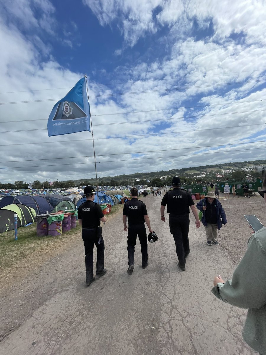 Officers are patrolling the various stages of #Glastonbury2024 

Look out for our new for this year flag and give us a wave!