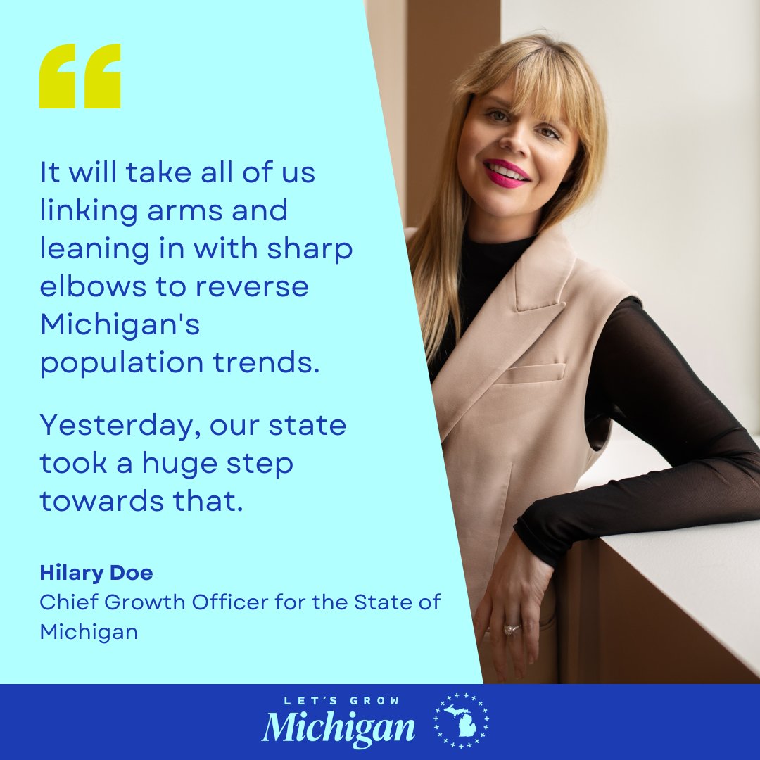 letsgrowmi's tweet photo. Michigan's Chief Growth Officer Hilary Doe celebrates investments in blueprint for growth as well as talent attraction and retention efforts in Fiscal Year 2025 budget.🌱

#LetsGrowMichigan https://t.co/F5TvKw9O1y