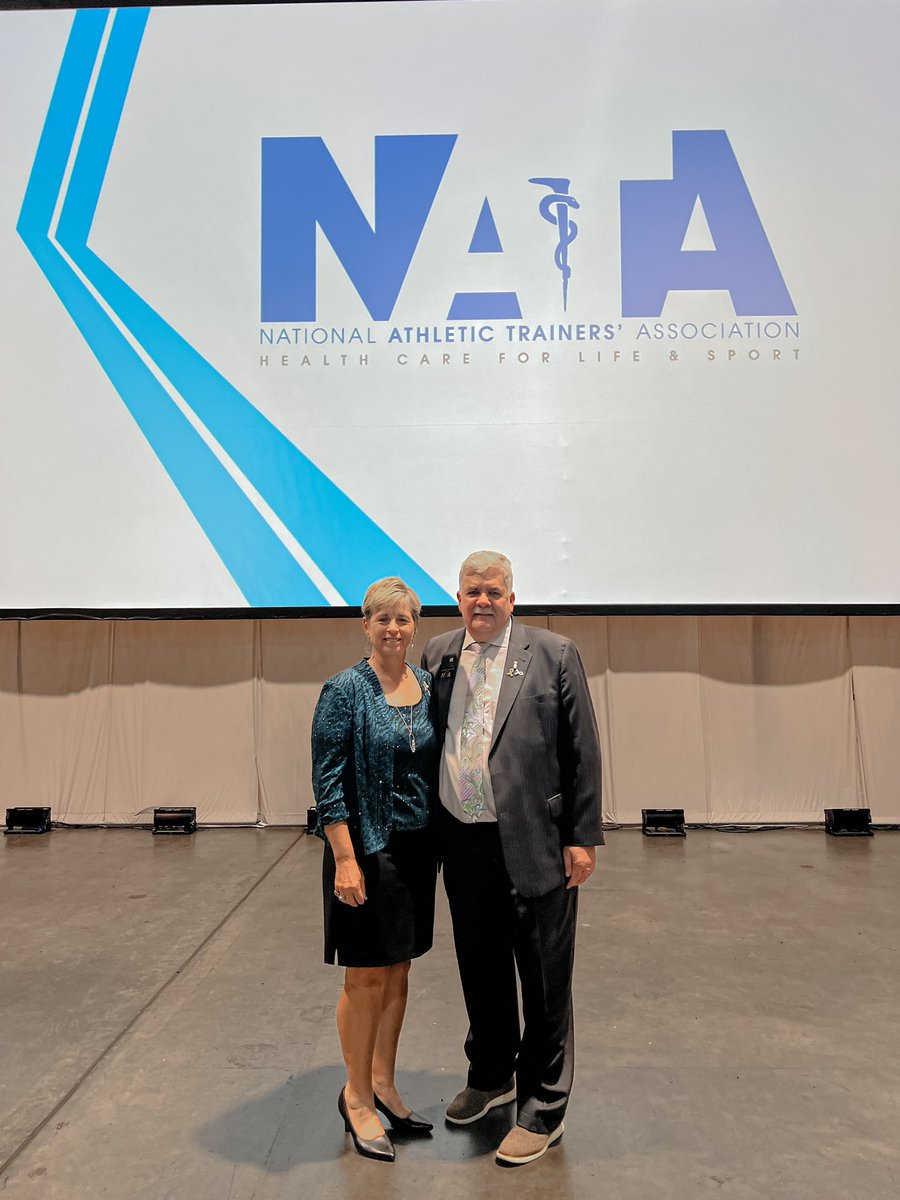 NATA1950's tweet photo. A giant THANK YOU to NATA Immediate Past President Kathy Dieringer, EdD, LAT, ATC for all of your hard work and dedication to the association and athletic training profession over the last four years. Your profound leadership has helped NATA achieve new milestones, and you have undoubtedly left a lasting legacy. And, welcome to the new NATA President AJ Duffy III, MS, ATC, PT! We are very optimistic for what’s ahead, and are looking positively into the future. GreATness is achieved together. #NATA2024 #NATA75