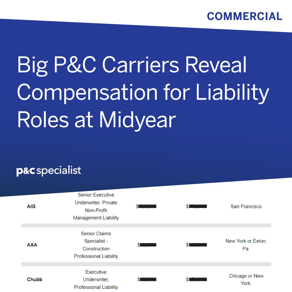Liberty Mutual, Zurich and W.R. Berkley are willing to pay certain qualified job candidates over $200,000 a year in compensation for select liability roles.
 commercial.pandcspecialist.com/c/4551374/5994…