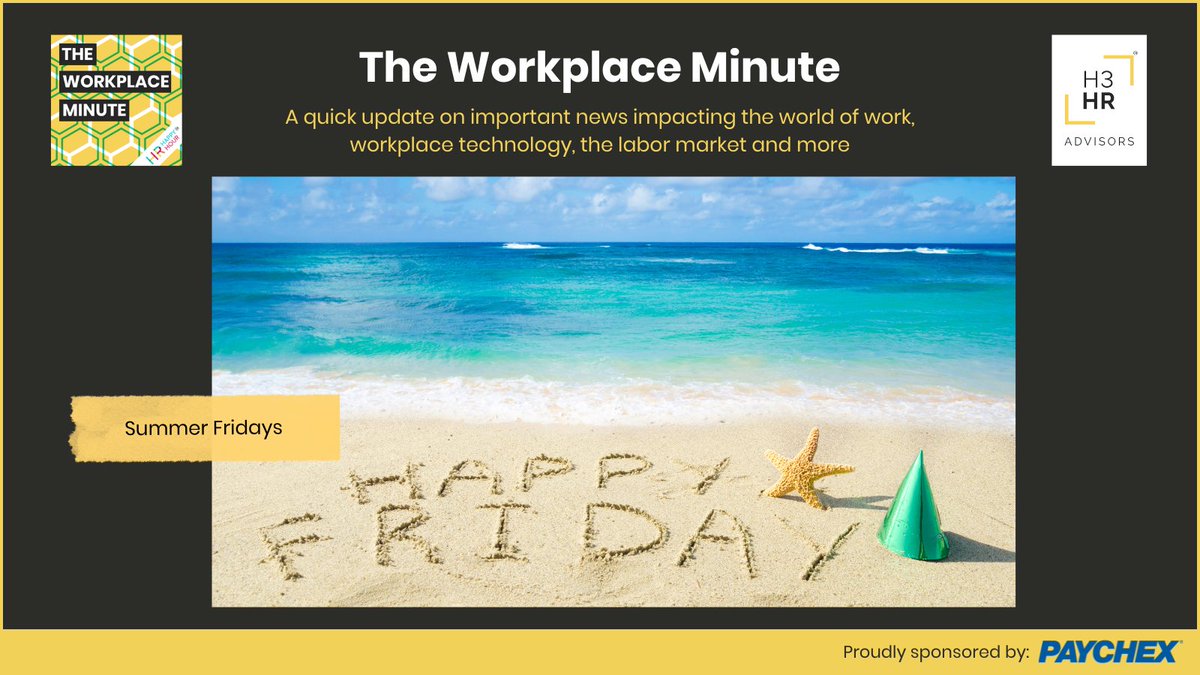 HRHappyHour's tweet image. In today's Workplace Minute, sponsored by @Paychex, Steve discusses the decline in organizations offering their workers “Summer Fridays” and if the increase in remote and hybrid working schemes has contributed to its decline. #HR #RemoteWork #TimeOff

hrhappyhour.net/episodes/did-r…