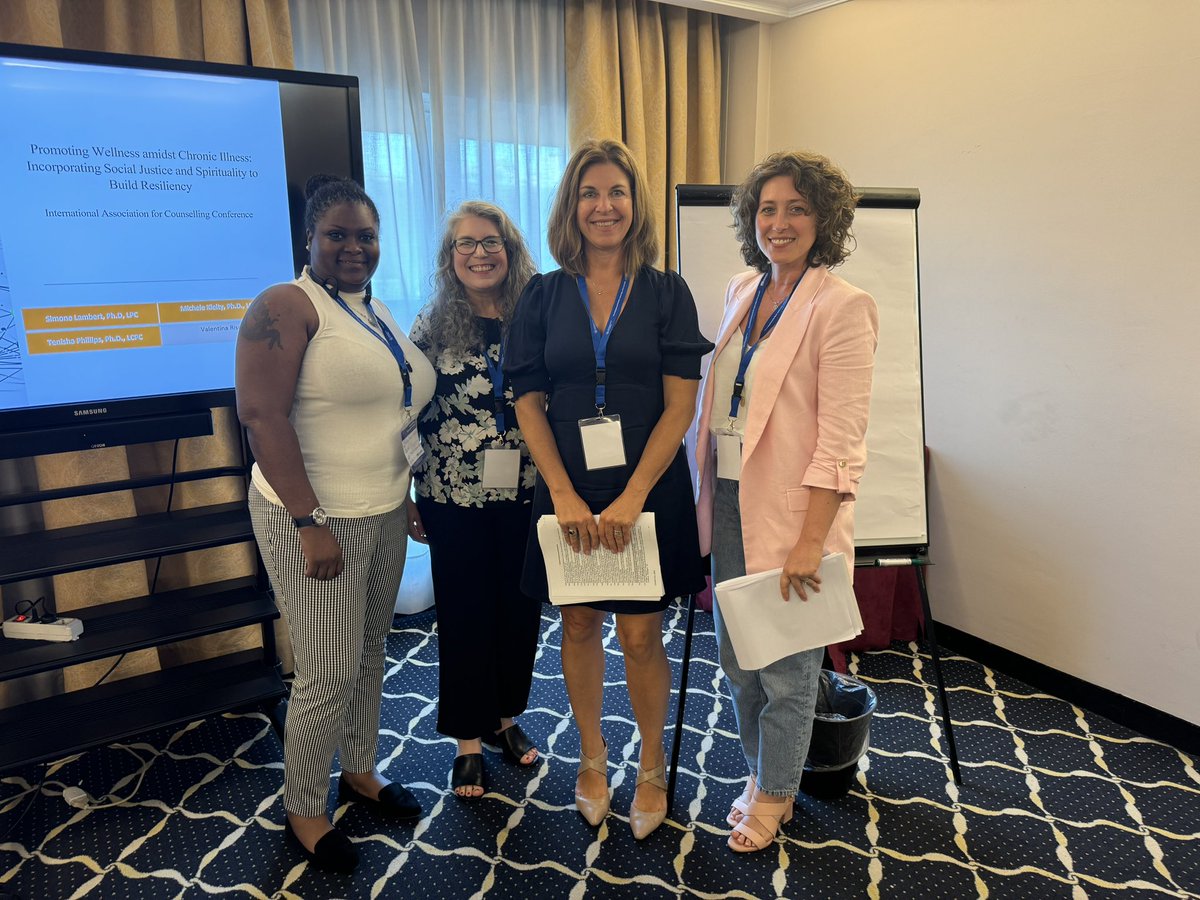 drsimonelambert's tweet photo. Second presentation: “Promoting Wellness amidst Chronic Illness: Incorporating Social Justice and Spirituality to Build Resiliency” with Dr. Michele Kielty, Dr. Tenisha Phillips, and Valentina Riso at @iac_irtac conference.

#IAC2024
#iacconference
#Naples https://t.co/4vv6JFp8xG