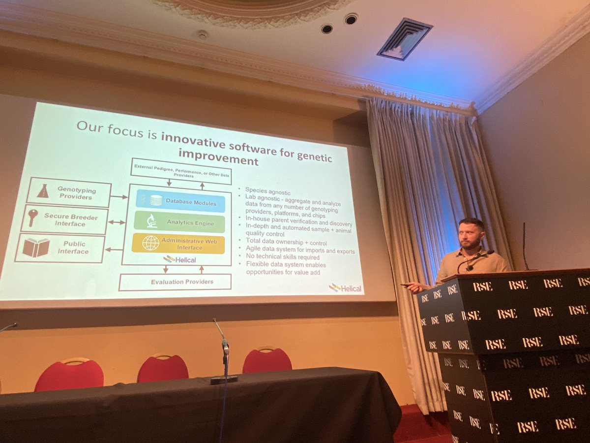 V happy to be chairing a session today at the 19th Meeting of the Alliance for Complex Trait Genetics at RSE - Daniel Garrick CEO/CTO of The Helical Company &amp; Theta Solutions LLC, talked to us about the Helical system for genomic data management 🧬 
<a href="/EdinburghQuant1/">Edinburgh Quantitative Genetics</a> <a href="/GlobalAgEd/">Global Academy of Agriculture and Food Systems</a>