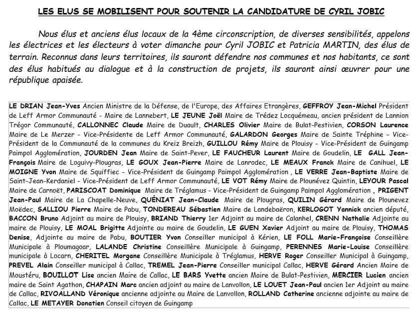 Un grand Merci aux élus de la circonscription de Guingamp pour leurs soutiens ☺️
Je partage vos difficultés au quotidien, vos projets et je m'engage à continuer d'être sur le terrain à vos côtés.