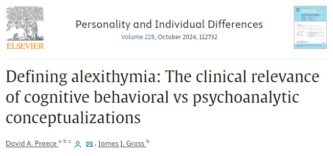 There are both cognitive-behavioral and psychoanalytic approaches to defining #alexithymia. In our new study, we find the cognitive-behavioral formulation of alexithymia has higher #ClinicalRelevance - better predicting a wide range of psychopathologies: sciencedirect.com/science/articl…