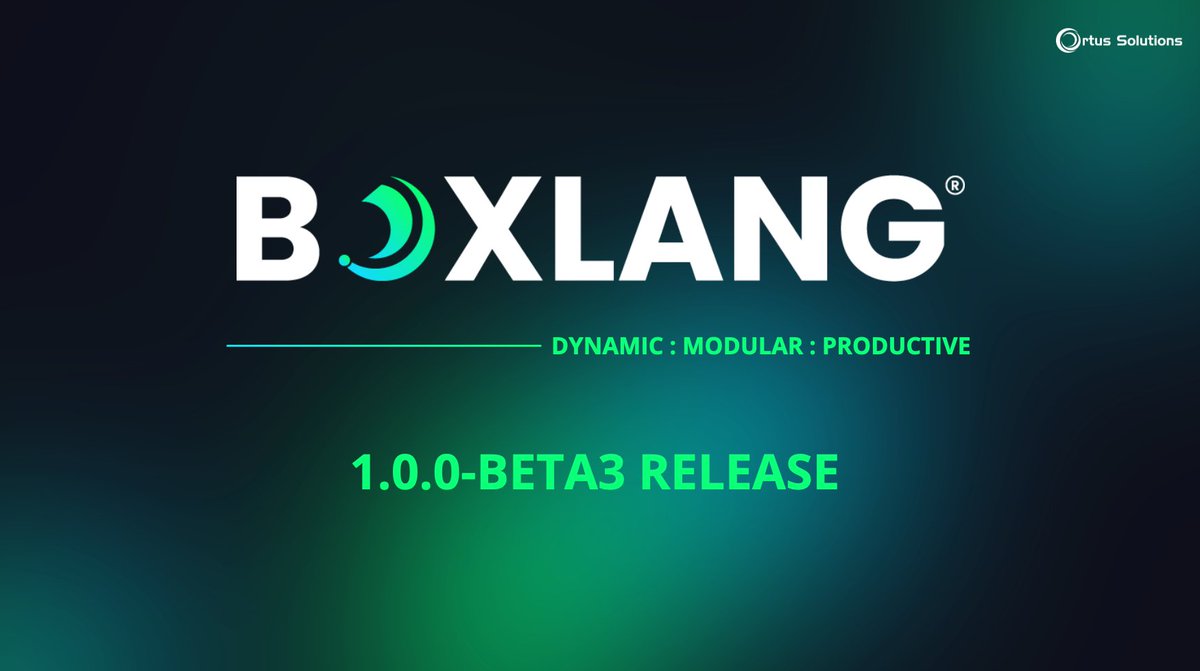 ortussolutions's tweet photo. It's BoxLang Friday and We've Got Good News!

BoxLang 1.0.0-Beta 3 is here, packed with exciting new features and essential bug fixes to make your development experience even smoother!

This latest beta release boasts:
-Robust encryption functionality: BoxLang now offers enhanced security for your applications. ️
-Enhanced Java interoperability: Work seamlessly between BoxLang and Java with improved integration.
-More efficient event handling: Experience faster and more responsive event handling for your applications. ⚡️

But that's not all! We've also included some key highlights:
-Query caching capabilities: Improve performance with the introduction of query caching. ️
-Seamless enforcement of Java SAM interfaces from BoxLang functions: Write cleaner and more efficient code with this powerful new feature.
-Support for virtual thread executors: Take advantage of virtual thread executors for improved scalability and performance.

Head over to https://t.co/HyBMBDctUR to download BoxLang 1.0.0-Beta 3 and start exploring the latest features today!

Learn all the details here:
https://t.co/IUirRAMNIf

#BoxLang #DeveloperTools #BetaRelease #Java #WebDevelopment #ortussolutions #JVM