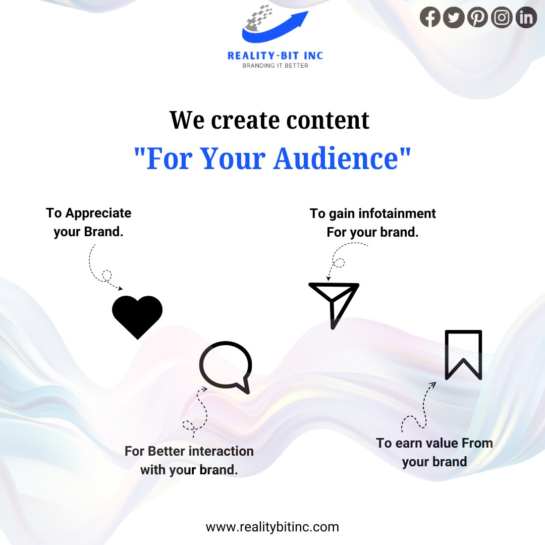 RealityBitInc1's tweet image. Reality Bit INC crafts compelling content that engages and resonates with your audience, boosting brand visibility and customer loyalty. Check out more on our website.

#Realitybitinc #ContentCreation #BrandEngagement #AudienceInteraction #Infotainment #ValueDrivenContent