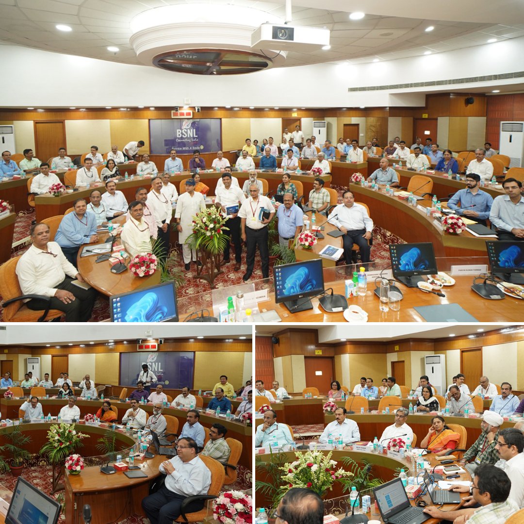 BSNL India (@bsnlcorporate) on Twitter photo Hon'ble MoC Sh. <a href="/JM_Scindia/">Jyotiraditya M. Scindia</a> reviewed the performance and operations of #BSNL. He guided all the officers for improvement. Hon'ble MoSC Sh. <a href="/PemmasaniOnX/">Dr. Chandra Sekhar Pemmasani</a> and Secretary DoT Sh. <a href="/neerajmittalias/">Neeraj Mittal IAS</a> also gave valuable inputs. MoC gave the mantra: 'One Team, One Vision, One Goal'. Hon'ble MoC Sh. <a href="/JM_Scindia/">Jyotiraditya M. Scindia</a> reviewed the performance and operations of #BSNL. He guided all the officers for improvement. Hon'ble MoSC Sh. <a href="/PemmasaniOnX/">Dr. Chandra Sekhar Pemmasani</a> and Secretary DoT Sh. <a href="/neerajmittalias/">Neeraj Mittal IAS</a> also gave valuable inputs. MoC gave the mantra: 'One Team, One Vision, One Goal'.