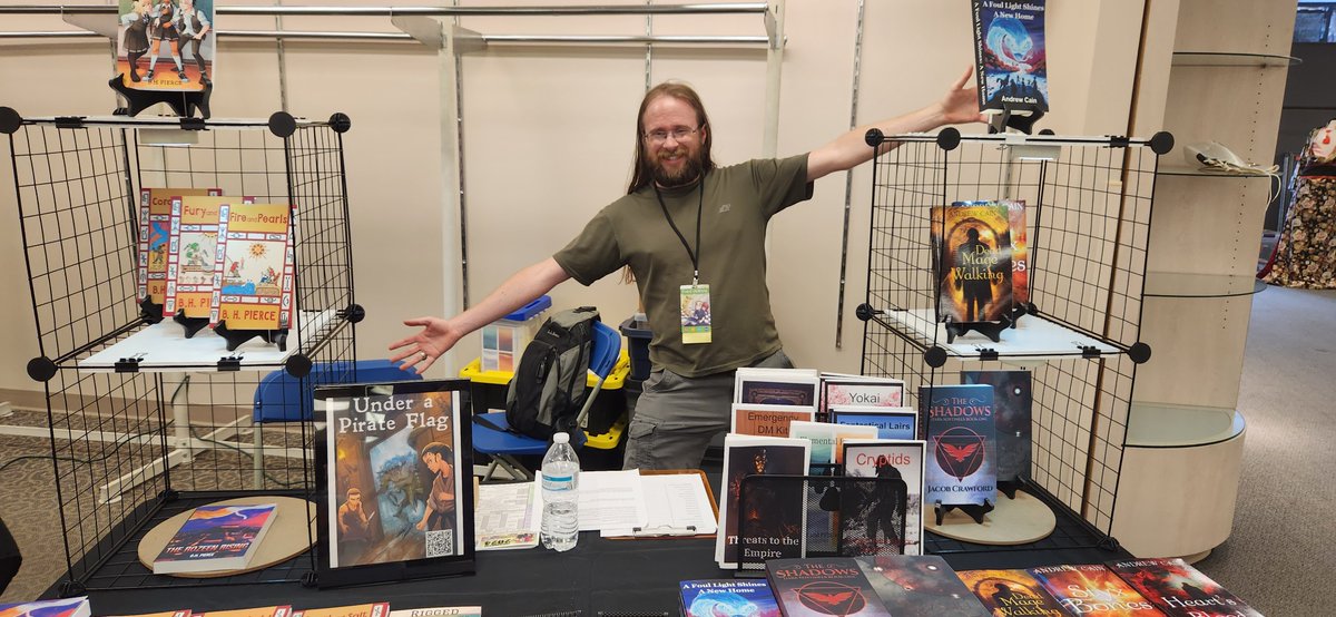 Setting up my booth at #Portcon for the Fifth time! I’ve come a long way in five years and I don’t just mean my hair. I’m presenting two panels this year as well as launching my new book, Rigged: High School Oracle. Here’s to a wild weekend!