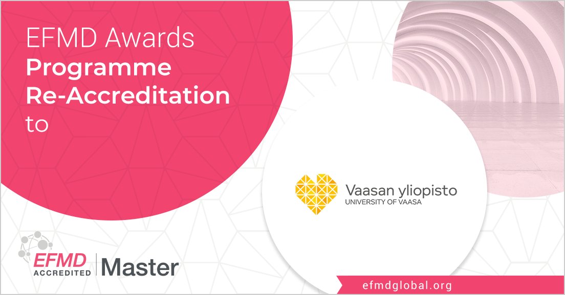 We are happy to share that our master’s programme in Strategic Business Development has received 5-year EFMD re-accreditation! 💎

➡️ Read more about the accreditation: efmdglobal.org/accreditations…

#univaasa #EFMDAccredited #MSc #business <a href="/EFMDNews/">EFMD News</a>