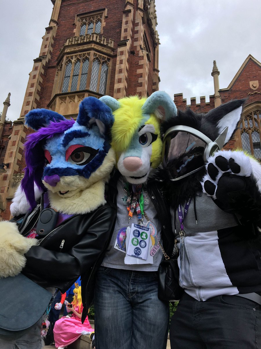 RevTheProto's tweet photo. #FursuitFriday great pic of me with @Kinharia1 and @craftyseraph at Q-Con

#fursuit #protogen #yeen #hyena #furry #qcon https://t.co/TUDuuVwfYg