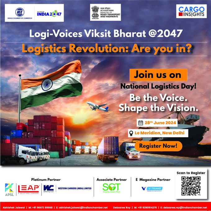 ChetakLogistics's tweet image. Big News! 📰 The Wait is Over! It&apos;s Here! 

Logi-Voices Viksit Bharat @ 2047 has arrived! 🌐🚛

Register Now: indianchamberofcommerce.glueup.com/event/logi-voi…

#LogiVoices2047 #LogisticsRevolution #NationalLogisticsDay #IndianChamberOfCommerce #CargoInsights #ViksitBharat #TransportInnovation