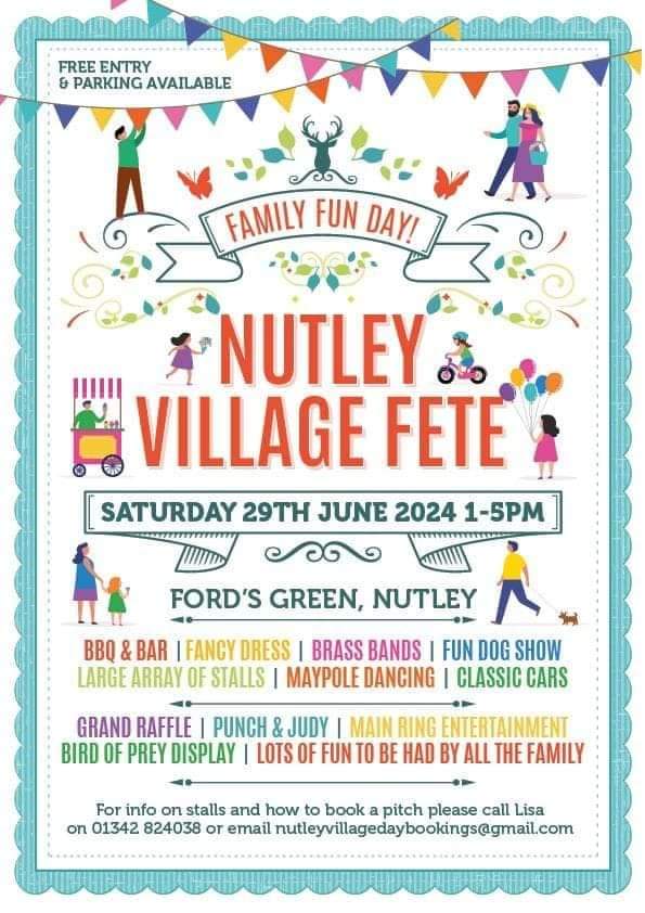 Join Wealden Brass tomorrow afternoon at the Nutley Village Fete where we'll be playing throughout the afternoon.  The fun starts at 1.00 pm at Ford's Green, Nutley.  Come along and join the fun.  We look forward to seeing you there!  😊🎺🎼