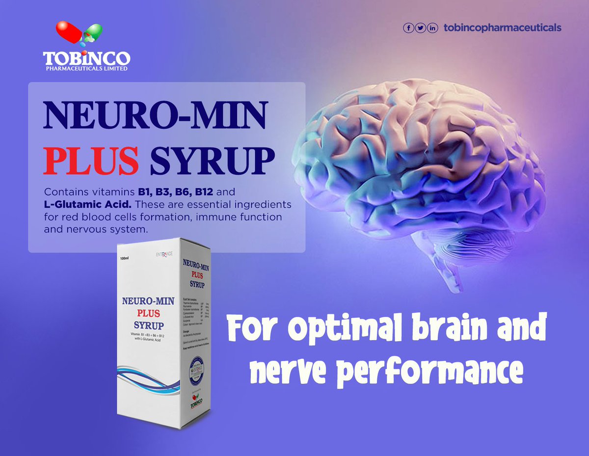 Tobincopharmacy's tweet photo. For optimal brain and nerve performance: NEURO-MIN PLUS.
#nerves #Kasoa #Shattawale #Medikal #Legon #GetWellSoon #BRAIN2024 #Neurominplus #Tobinco #Pharmaceutical https://t.co/7FkOVzu1A8