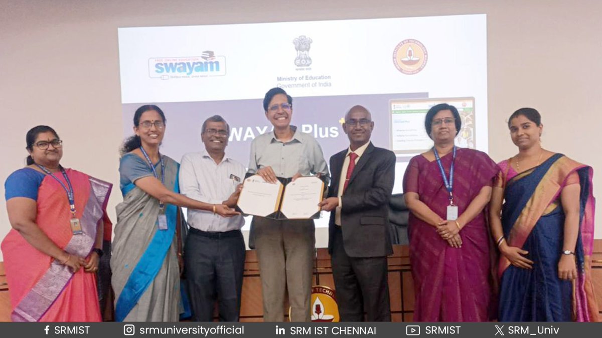 SRM_Univ's tweet image. SRMIST has signed an MOU with SWAYAM PLUS, in collaboration with IIT Madras! 
This collaboration marks a significant milestone in enhancing educational excellence and digital learning.
 
#SRMIST #SWAYAMPlus #SchoolofComputing #MoU #digitallearning #collaboration #academics