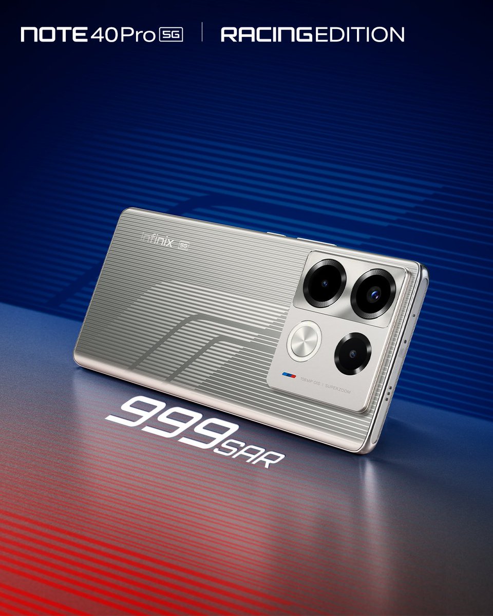 InfinixKSA's tweet image. NOTE 40 Pro 5G x Design Works
Designed for Competition | مصممة للمنافسة
SAR 999 ريال
Link in Bio | الرابط في الوصف

#Infinix #Note40Series #DesignWorks #BMW #RacingEdition #Speed