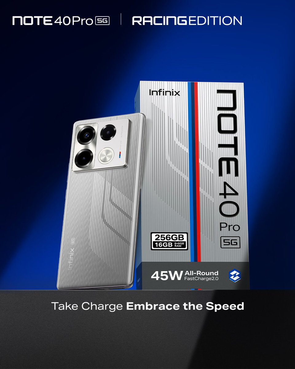 InfinixKSA's tweet image. NOTE 40 Pro 5G x Design Works
Designed for Competition | مصممة للمنافسة
SAR 999 ريال
Link in Bio | الرابط في الوصف

#Infinix #Note40Series #DesignWorks #BMW #RacingEdition #Speed