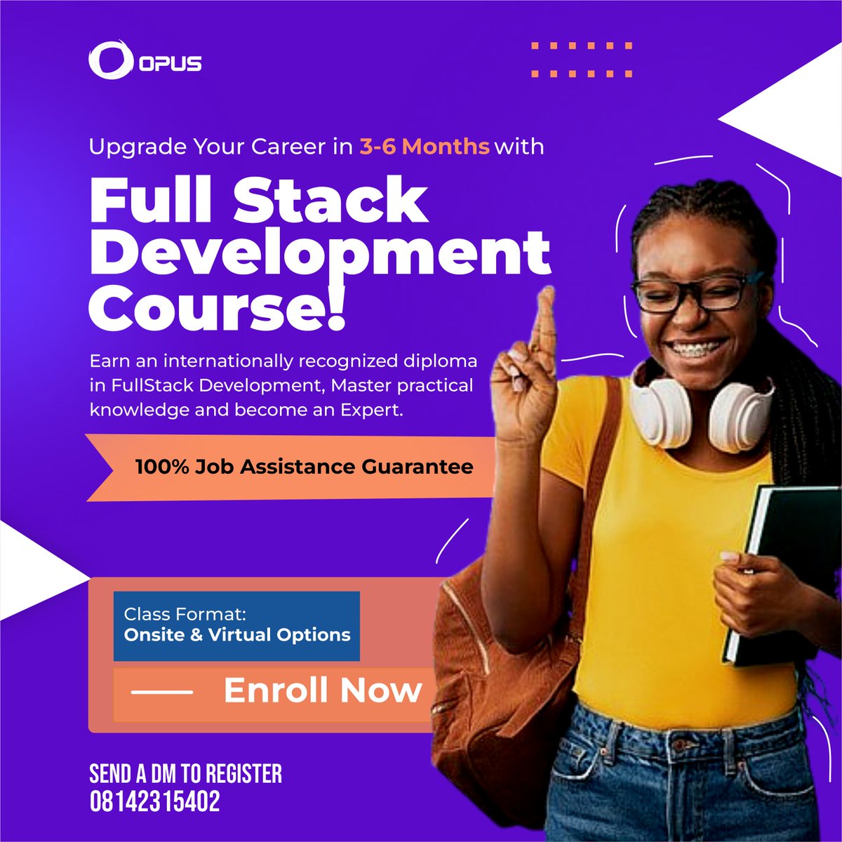 OPUSINC4's tweet image. 🚀 Transform Your Career 🚀
  LEARN FULL STACK WEB DEVELOPMENT IN JUST 3-6 MONTHS!
You stand to earn an intentionally recognized Diploma in Full Stack Development!

🌐 Send a DM to Register Now!

#LearnWebDevelopment #UpgradeYourSkills #CareerGrowth #Technology #EnrollNow