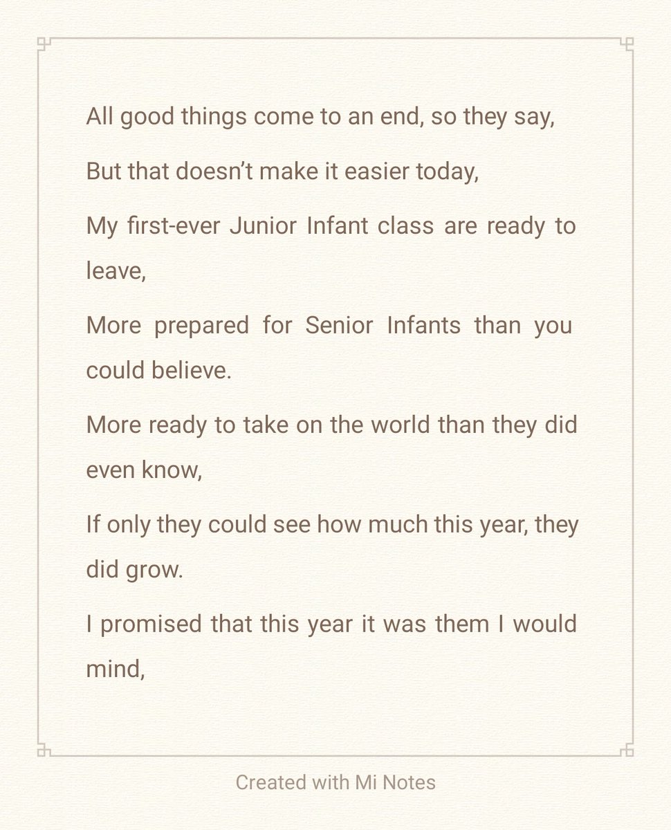 msrigbysclass's tweet photo. All good things come to an end. ❤️ Thank you to my first ever Junior Infant class. The tears were close today. Enjoy Summer 🌞
 Thank you for everything 💕 @followstannes https://t.co/Yt5KwNISGD