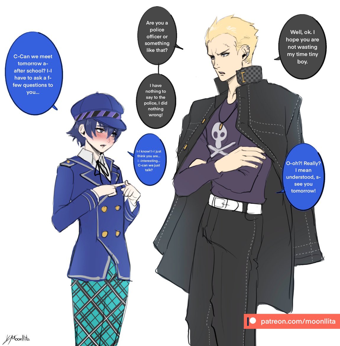 Naoto has a crush on Kanji (reversed crush AU)