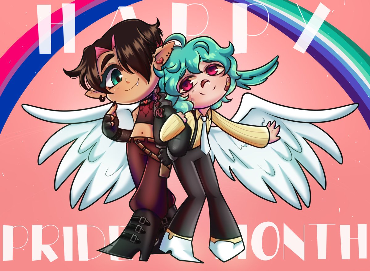 AlukaRein's tweet photo. -No podia faltar un dibujito muy 💗💗💗
🐑Adán / OC mio
🦇Itward / Oc de: @ColoriFrisk 
#PrideMonth #Pride2024 #digitalart #OC #originalcharacterart #originalcharacters https://t.co/pvKd1oJ83p