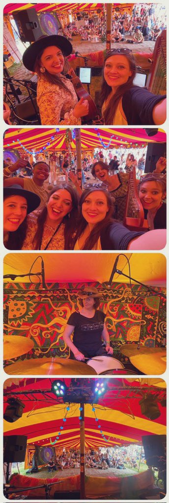 Fun times playing with <a href="/HEARDcollective/">HEARD collective</a> at Mandala in the Green Futures Field <a href="/GlastoGF/">Green Futures Field</a> at <a href="/glastonbury/">Glastonbury Festival</a> - what an honour to play with such fantastic women in music 💙 <a href="/daisychute/">Daisy Chute</a> <a href="/sherikasherard/">Sherikasherard</a> <a href="/zoewrenmusic/">Zoë Wren</a> <a href="/JennyColquitt/">Jenny Colquitt</a> #HollyCarter #EmmaHolbrook