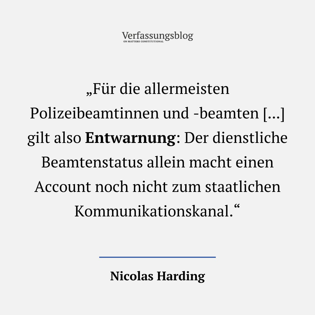 Verfassungsblog (@verfassungsblog) on Twitter photo Bye „Officer Denny“:
Der Polizist musste seinen TikTok-Account zu Recht aufgeben, entschied das VG Berlin.
NICOLAS HARDING (<a href="/nicohard2/">Nicolas Harding</a>) schaut sich die jetzt veröffentlichte Entscheidung an und schärft bei den verfassungsrechtlichen Argumenten nach.
verfassungsblog.de/polizei-sozial… Bye „Officer Denny“:
Der Polizist musste seinen TikTok-Account zu Recht aufgeben, entschied das VG Berlin.
NICOLAS HARDING (<a href="/nicohard2/">Nicolas Harding</a>) schaut sich die jetzt veröffentlichte Entscheidung an und schärft bei den verfassungsrechtlichen Argumenten nach.
verfassungsblog.de/polizei-sozial…