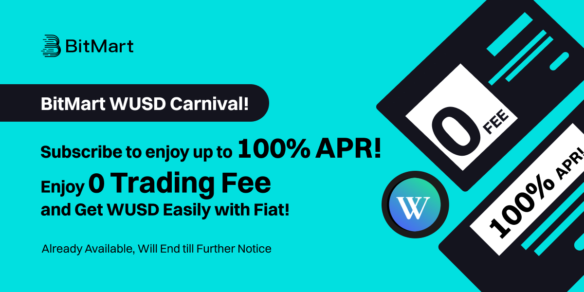 BitMartExchange's tweet photo. 😍BitMart WUSD Carnival! 🚀
 
💰Subscribe to enjoy up to 100% APR! Enjoy 0 Trading Fee and Get WUSD Easily with Fiat!

💎Staking: https://t.co/2jt3nsVKdz
💎Saving: https://t.co/68M7dQJ0Gv
💎Buy WUSD with fiat: https://t.co/bIeMRC1Au6

Learn more：https://t.co/kNDi7spUts

#WUSD #BitMart