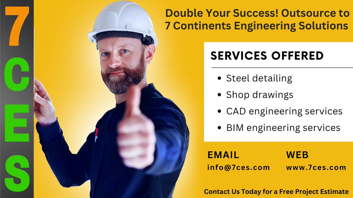 7continentseng's tweet photo. Double Your Success! Outsource to 7 Continents Engineering Solutions, Unlock cost-effective steel detailing, shop drawings, CAD, and BIM services with precise execution and a dedicated team for project success. #OutsourcingSuccess #EngineeringExcellence #WinWinPartnership" https://t.co/NL5TT7nTgD