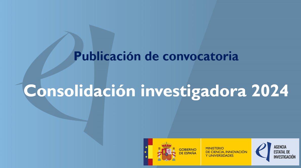 ‼️ La <a href="/AgEInves/">Agencia Estatal de Investigación</a>  publica la convocatoria de Consolidación Investigadora 2024

💰50 millones de € 
📅Solicitud del 3 al 23 de julio 

🔗infosubvenciones.es/bdnstrans/GE/e…

Ficha convocatoria aei.gob.es/convocatorias/…

📼Webinario informativo: aei.gob.es/noticias/celeb… 

+info