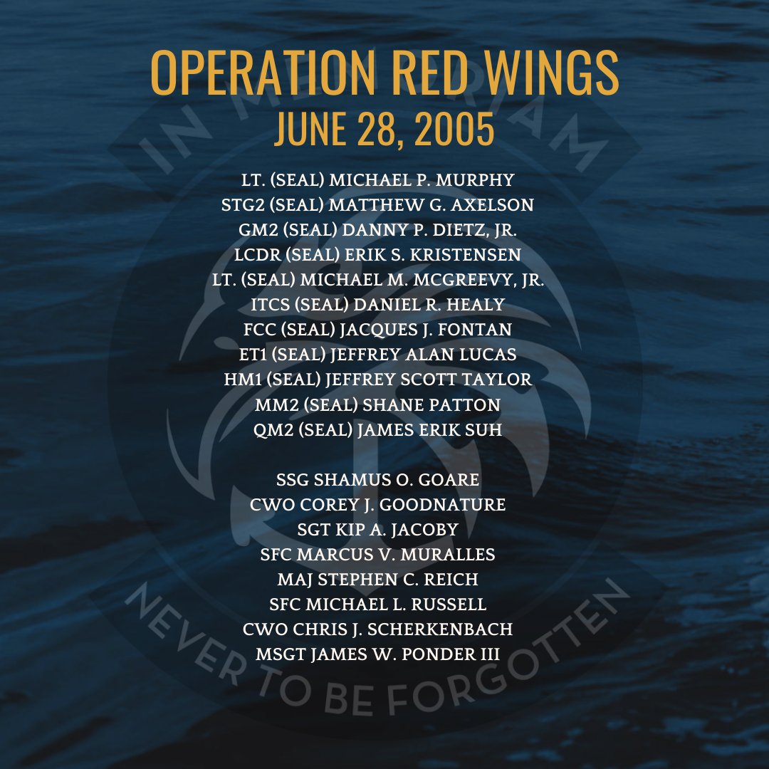 Join us today as we pay tribute to those lost during Operation Red Wings.

#NavySEALFoundation
