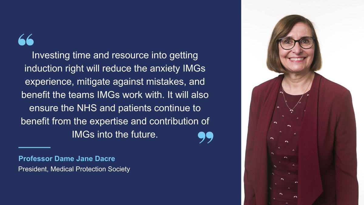 Our President <a href="/DacreJane/">Dame Jane Dacre</a>, on why all #NHS Trusts in England should adopt the Welcoming and Valuing IMGs guidance and drive up IMG induction standards 👇 
medicalprotection.org/uk/articles/to…