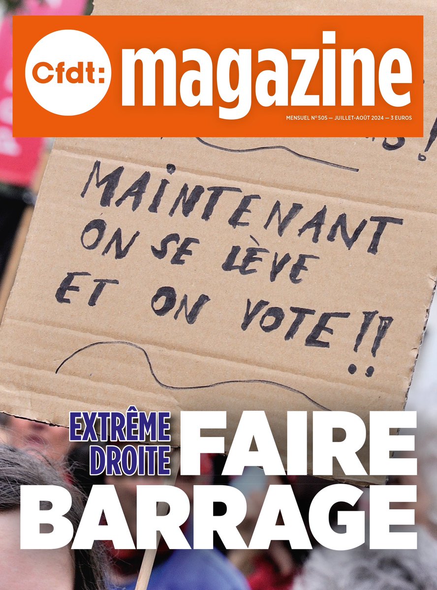 Le n• de juillet de #CFDTMagazine arrive chez les adhérents <a href="/CFDT/">CFDT</a> avec un message clair en Une !