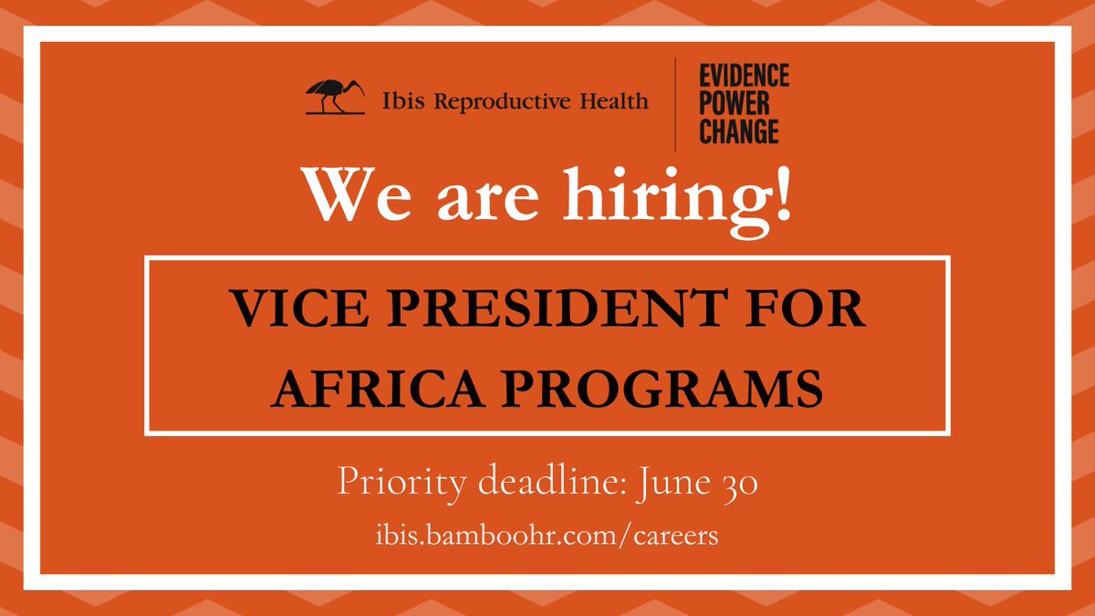 📢Ibis is hiring a Vice President of Africa Programs to lead our Africa region work. This role can be based in Johannesburg (hybrid) or other Africa region location (remote). Priority deadline is this Sunday, 6/30.

See full job description and apply here: ow.ly/nyeS50Soyw8