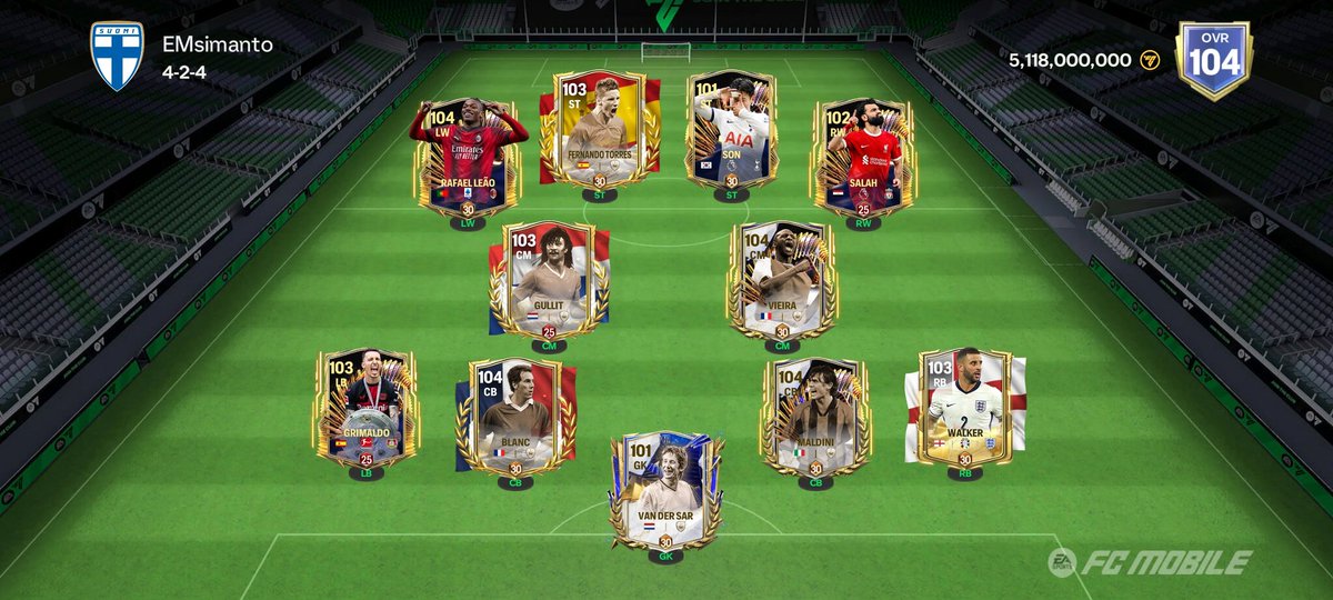 EmSimanta's tweet image. Some changes after TOTS. Planning to get moments KDB in place of Vieira. 
#eafcmobile