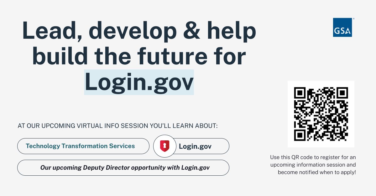 We’re growing the Login.gov team! We're hiring for a Deputy Director to provide leadership and drive delivery of product, design, and engineering. Sign up for an info session with our talent team on 7/1:  join.tts.gsa.gov/join/login-dep…