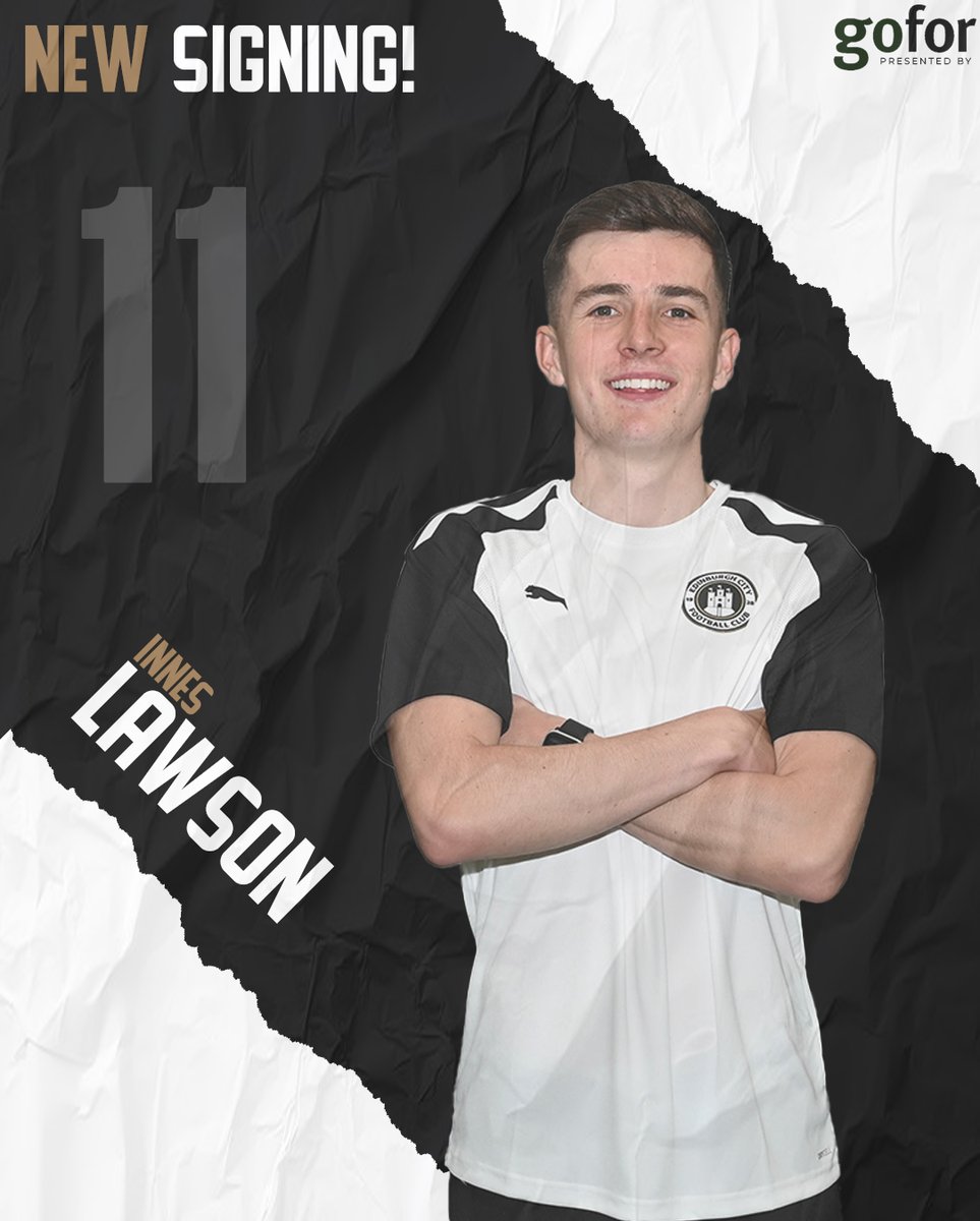 EdinburghCityFC's tweet photo. Signing #11

 11. Innes Lawson

This exciting and Creative forward joins the club to add quality to the attacking line up.

⚫⚪

*Signings subject to all relevant SFA approvals https://t.co/a3xdOrnOle