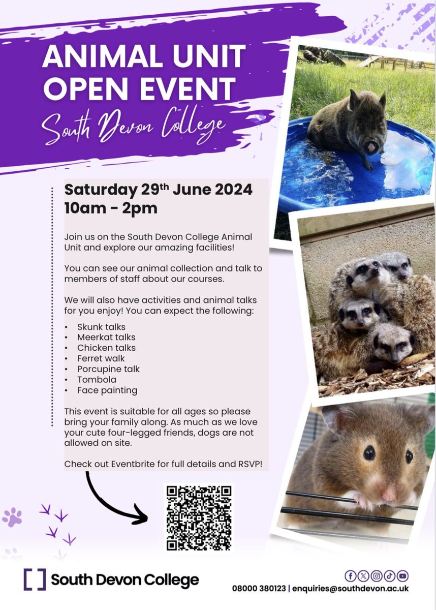 Daniel Gaze (@dgazesdcsport) on Twitter photo To any friends that have children and are looking for something to do, please come along to our <a href="/sdcollege/">South Devon College</a> Animal Open Day tomorrow! It’s free and there are loads of things to do! 🙌<a href="/SDCanimals/">Animal Studies SDC</a> To any friends that have children and are looking for something to do, please come along to our <a href="/sdcollege/">South Devon College</a> Animal Open Day tomorrow! It’s free and there are loads of things to do! 🙌<a href="/SDCanimals/">Animal Studies SDC</a>