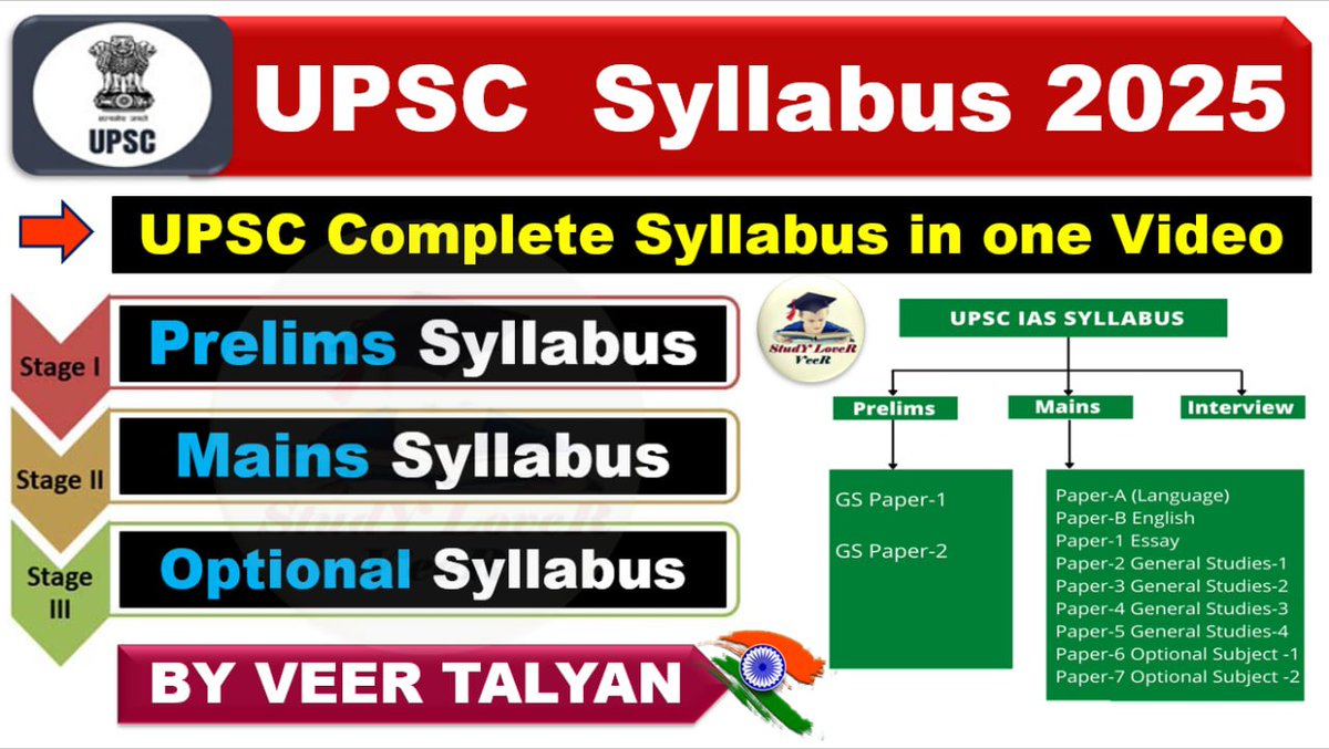 StudYLoveRVeeR's tweet image. 🔥🔴 #UPSC Syllabus 2025 in Hindi  #upscsyllabus

🔥🔥 Video Link- youtu.be/NRYnwfXFDCA