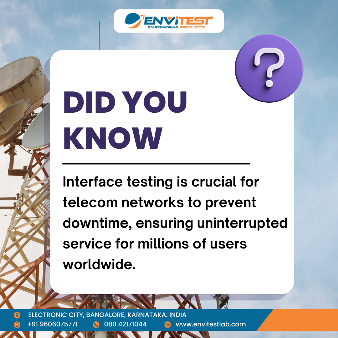envitestlab's tweet image. iscover how Envitest Lab ensures seamless telecom communication through rigorous interface testing. Trust us to keep your telecom systems running smoothly. Contact us today to learn more!
#DYK #InterfaceTesting #TelecomNetworks #TelecomSystems #EnvitestLab