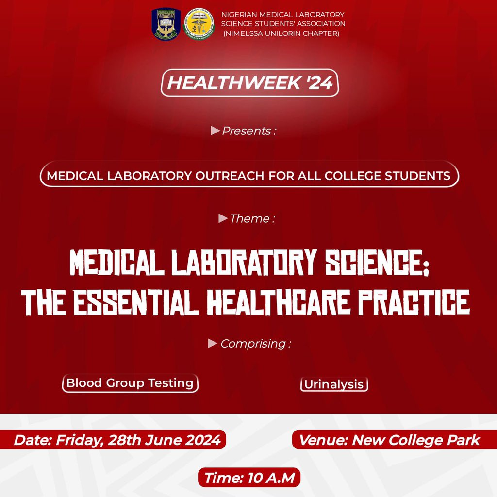 Nimelssa_UIL's tweet image. 📌📌📌📌📌

DATE: FRIDAY, 28TH JUNE
TIME:  NOW 12PM📌📌
VENUE: NEW COLLEGE PARK AREA

#NIMELSSA HEALTH WEEK ‘24