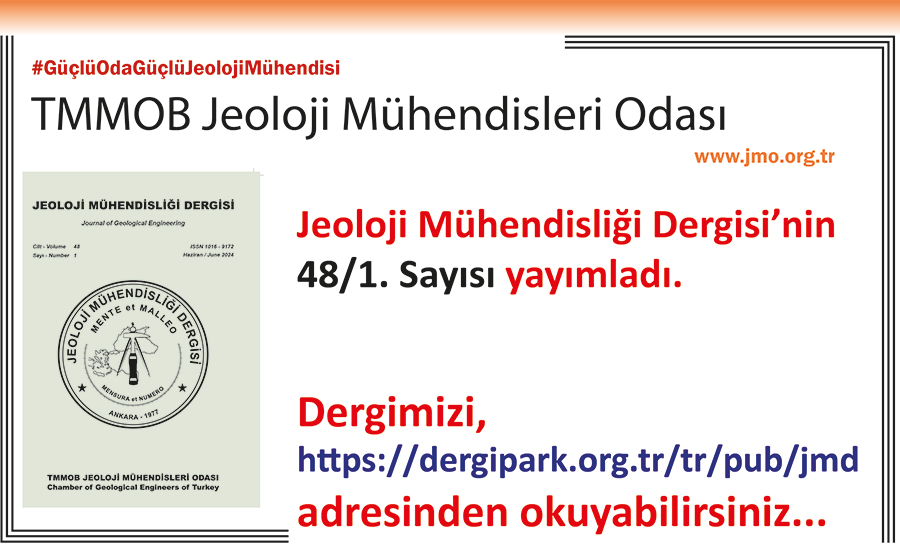 JEOLOJİ MÜHENDİSLİĞİ DERGİSİ’NİN 48/1. SAYISI YAYIMLANDI

Jeoloji Mühendisliği Dergisi’nin 48/1. sayısı yayımlandı. Dergimizi jmd.jmo.org.tr adresinden okuyabilirsiniz.