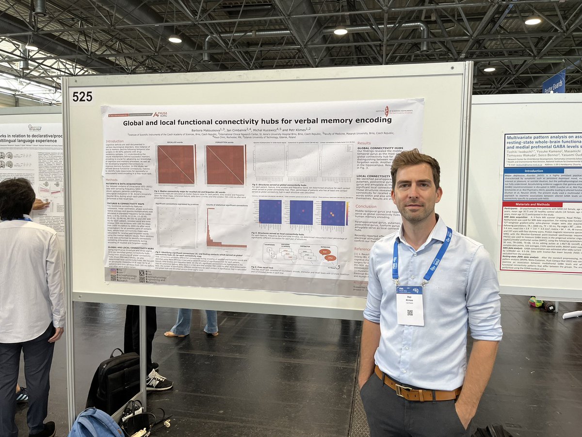 Global and local connectivity hubs for memory encoding on a poster number 525. Come and join us for the discussion  #FENS2024