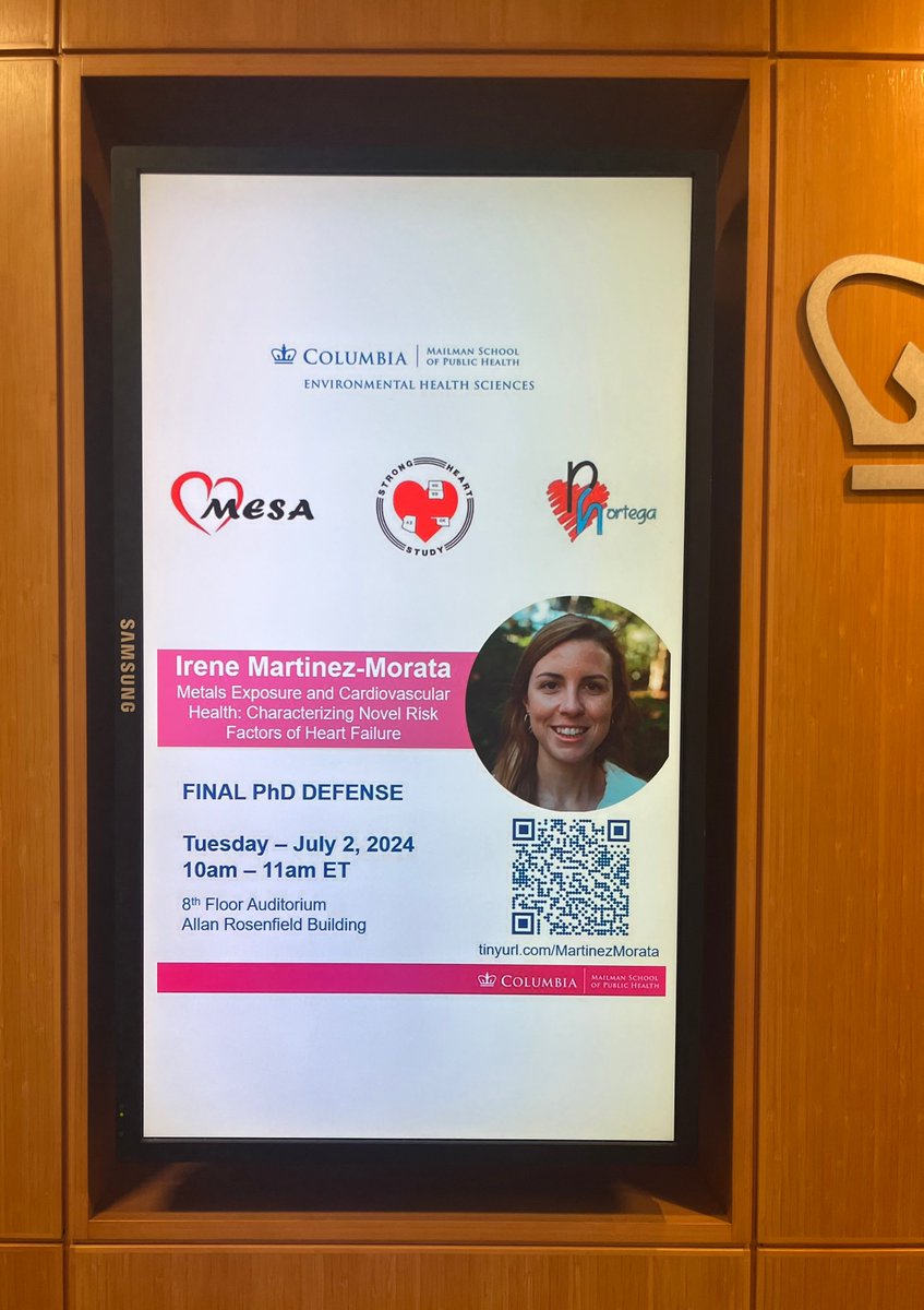 Ana Navas Acien (@anavasac) on Twitter photo So excited about the upcoming PhD Thesis defense of our #ColumbiaEHS <a href="/Columbia_SRP/">Columbia Northern Plains SRP</a> superstar trainee <a href="/irenemmorata/">Irene Martinez-Morata</a> 💫 this coming Tuesday July 2nd at 10 am ET -- join in person or via zoom‼️ She'll rock it🎸
tinyurl.com/MartinezMorata So excited about the upcoming PhD Thesis defense of our #ColumbiaEHS <a href="/Columbia_SRP/">Columbia Northern Plains SRP</a> superstar trainee <a href="/irenemmorata/">Irene Martinez-Morata</a> 💫 this coming Tuesday July 2nd at 10 am ET -- join in person or via zoom‼️ She'll rock it🎸
tinyurl.com/MartinezMorata