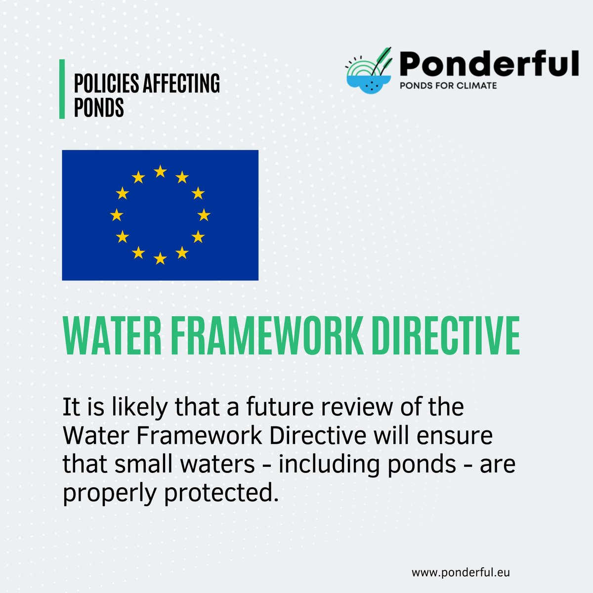 ponds4climate's tweet image. The #WaterFrameworkDirective is intended to protect all freshwaters in Europe but focuses on large lakes and rivers.

📢 Coming soon: the #PONDERFUL policy guidance document will give advice on drafting national plans to protect small waterbodies.