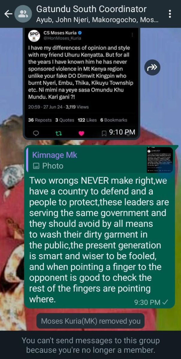 CS Moses Kuria has removed Rev. Waihenya from his coordinators group after Waihenya told him the hard truth. Despite Waihenya’s strong support and building a CCK office in Kiamwangi, loyalty is being ignored.