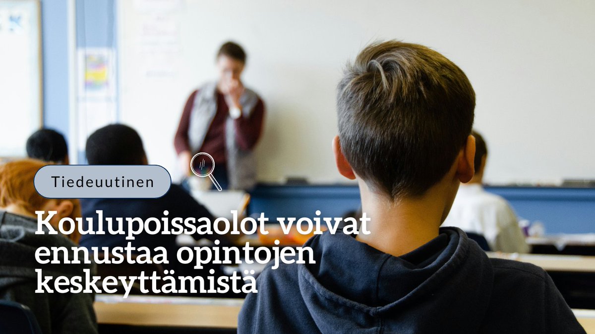 Tutkijat <a href="/JYUedupsy/">JYU Faculty of Education and Psychology</a> ja <a href="/HEA_HY/">Koulutuksen arviointikeskus HEA, HY</a> selvittivät peruskoululaisten poissaolojen yhteyttä hyvinvointiin, motivaatioon ja koulumenestykseen. Pienikin lisäys määrässä ennusti riskiä myöhemmille poissaoloille. Lue lisää ja tutustu tutkimushankkeen loppuraporttiin 👉 r.jyu.fi/FAF