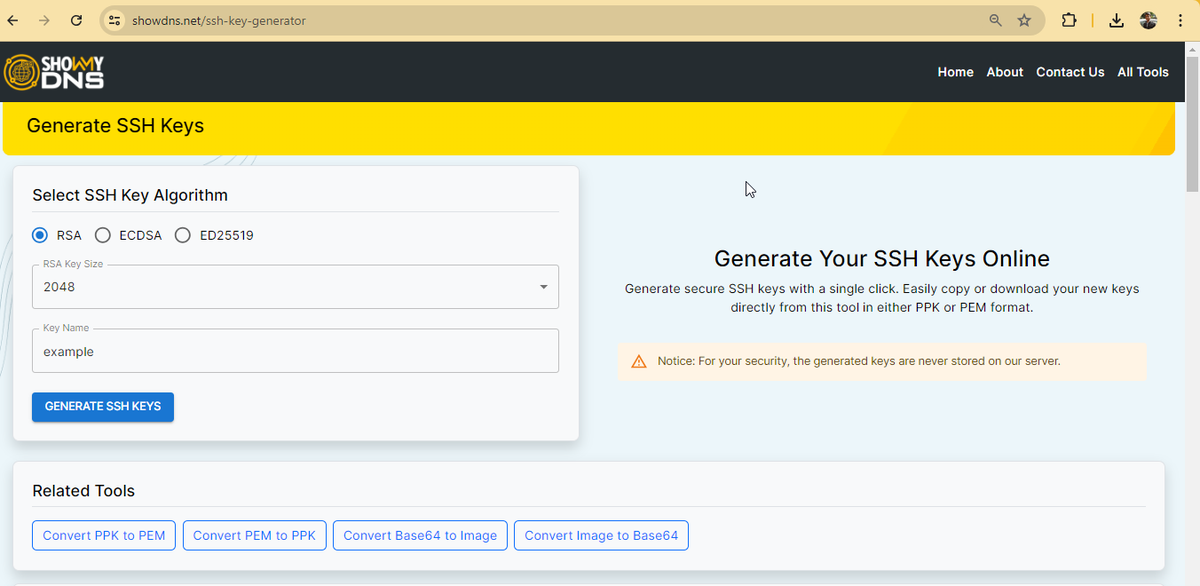 tecadmin's tweet photo. Generate Your SSH Keys Online
Generate secure SSH keys with a single click. Easily copy or download your new keys directly from this tool in either PPK or PEM format.

https://t.co/hbHJKwd6iZ

#techtools https://t.co/LNYY0cpxlO